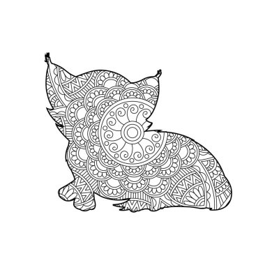 Yetişkinler için Zentangle kedi mandala boyama sayfası Noel kedisi çiçekli hayvan antistresi boyama kitabı