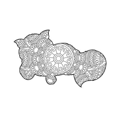 Yetişkinler için Zentangle kedi mandala boyama sayfası Noel kedisi çiçekli hayvan antistresi boyama kitabı