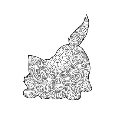 Yetişkinler için Zentangle kedi mandala boyama sayfası Noel kedisi çiçekli hayvan antistresi boyama kitabı