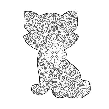 Yetişkinler için Zentangle kedi mandala boyama sayfası Noel kedisi çiçekli hayvan antistresi boyama kitabı