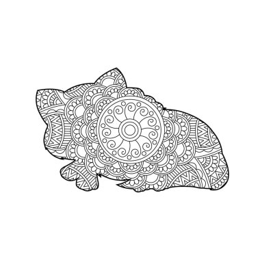 Yetişkinler için Zentangle kedi mandala boyama sayfası Noel kedisi çiçekli hayvan antistresi boyama kitabı