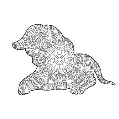 Yetişkinler için Zentangle köpek mandala boyama sayfası Noel köpeği ve çiçek rengi hayvan boyama kitabı stres önleyici sayfa çizimi