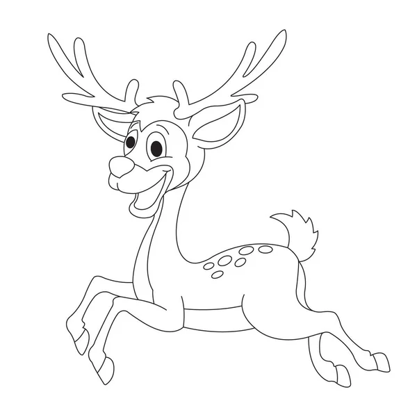 子供のためのかわいい鹿のぬり絵動物のアウトライントナカイのぬり絵漫画のベクトルイラスト — ストックベクタ