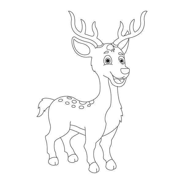 供儿童使用的可爱鹿色页动物轮廓驯鹿彩绘书卡通病媒图解 — 图库矢量图片