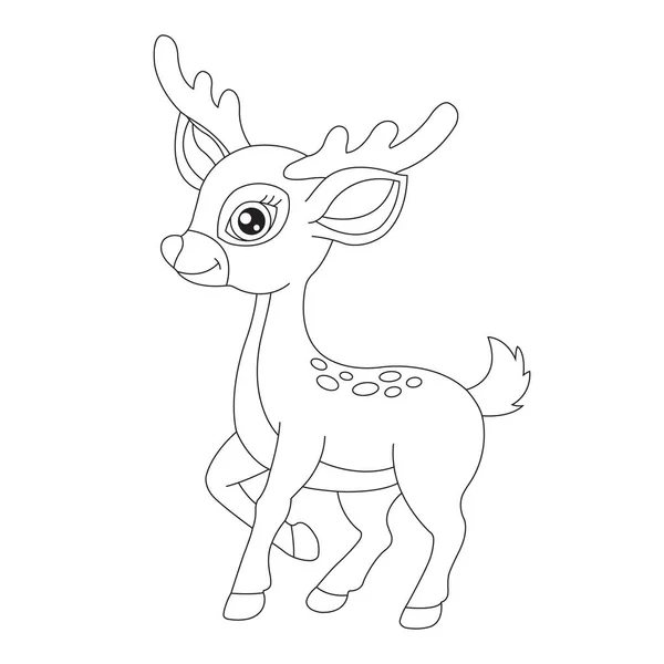 Desenho Bonito Para Colorir Cervos Para Crianças Esboço Animal Rena —  Vetores de Stock