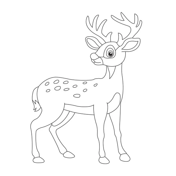 Desenho Bonito Para Colorir Cervos Para Crianças Esboço Animal Rena — Vetor de Stock