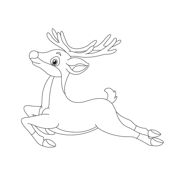 Cute Deer Coloring Page Kids Animal Outline Reindeer Coloring Book — Stock Vector