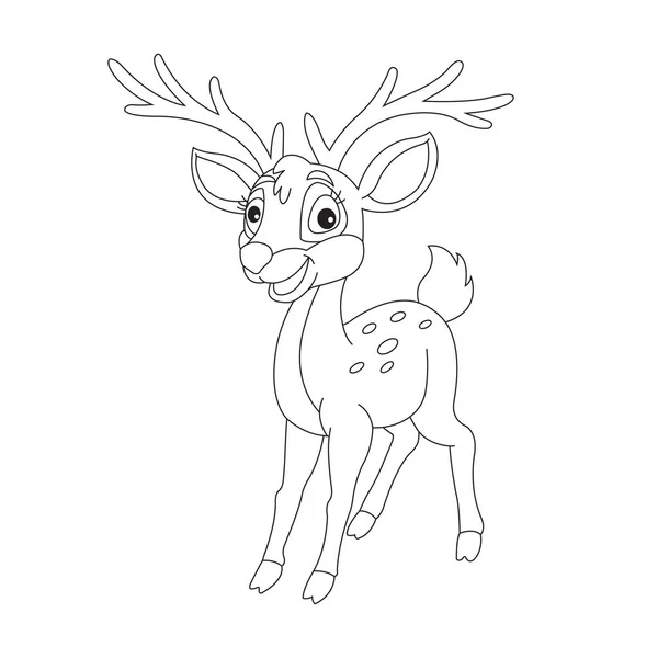 Desenho Bonito Para Colorir Cervos Para Crianças Esboço Animal Rena —  Vetores de Stock