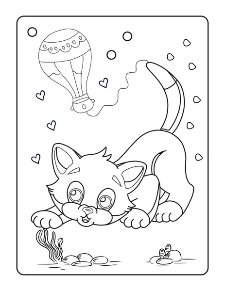 Çocuklar için kedi boyama sayfası. Sevimli hayvan çizgisi. Çizgi roman stili.