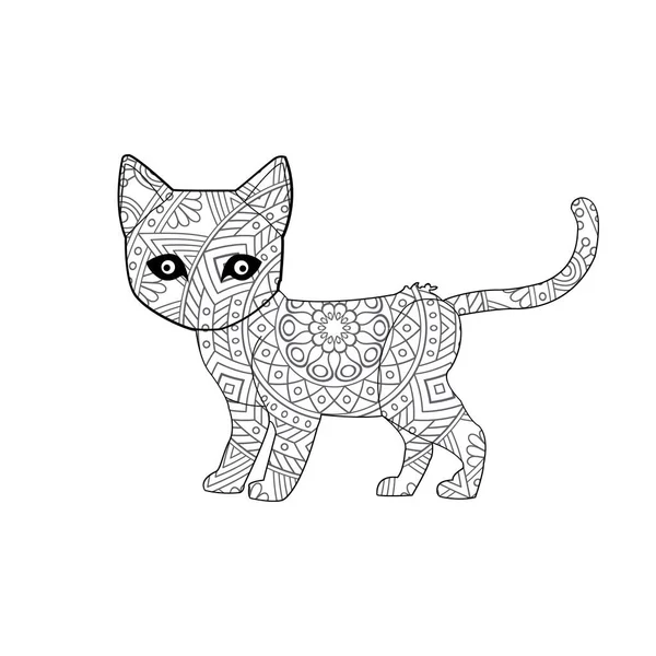 Zentangle Gato Mandala Para Colorear Página Para Adultos Navidad Gato — Vector de stock