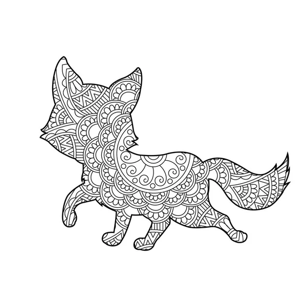Zentangle Cat Mandala Coloring Page Adults Christmas Cat Floral Animal — Stock Vector