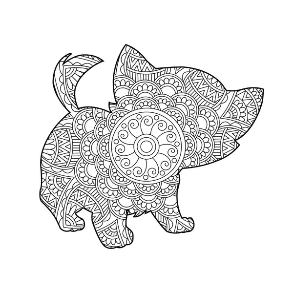 stock vector Zentangle cat mandala coloring page for adults christmas cat floral animal antistress coloring book