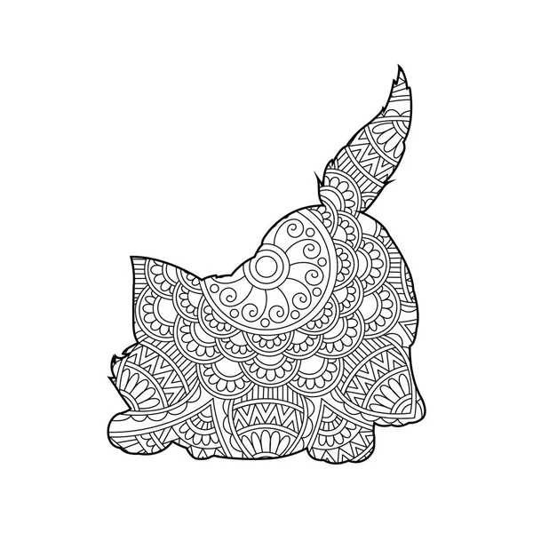 Zentangle Chat Mandala Coloriage Pour Adultes Noël Chat Floral Animal — Image vectorielle