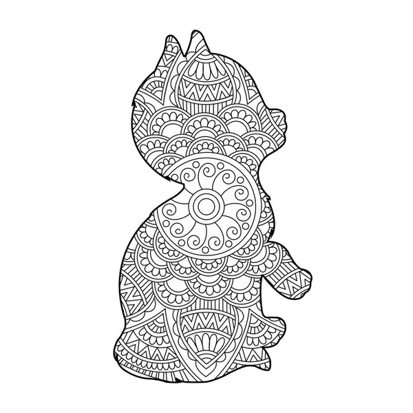 Zentangle Kočka Mandala Omalovánky Stránka Pro Dospělé Vánoce Kočka Květinové — Stockový vektor