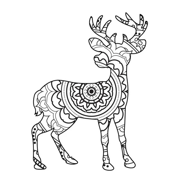 Coloriage Mandala Cerf Zentangle Pour Adultes Livre Coloriage Animal Coloriage — Image vectorielle
