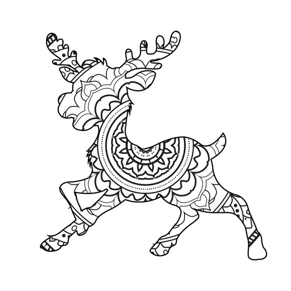 Coloriage Mandala Cerf Zentangle Pour Adultes Livre Coloriage Animal Coloriage — Image vectorielle