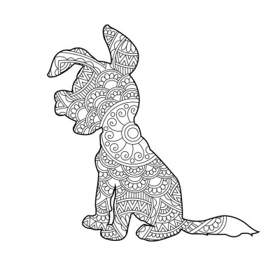Yetişkinler için Zentangle köpek mandala boyama sayfası Noel köpeği ve çiçek rengi hayvan boyama kitabı stres önleyici sayfa çizimi