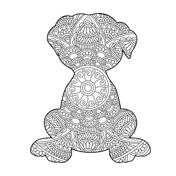 Yetişkinler için Zentangle köpek mandala boyama sayfası Noel köpeği ve çiçek rengi hayvan boyama kitabı stres önleyici sayfa çizimi