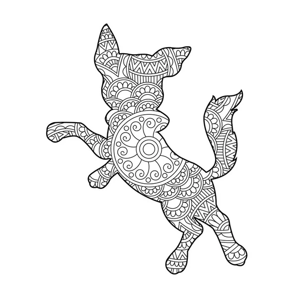 Zentangle Perro Mandala Para Colorear Página Para Adultos Navidad Perro — Archivo Imágenes Vectoriales