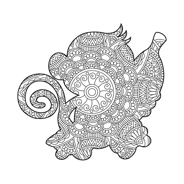 Zentangle Apa Mandala Målarbok För Vuxna Djur Målarbok Antistress Färgläggning — Stock vektor