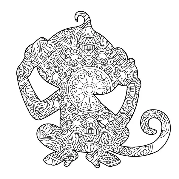 Coloriage Mandala Singe Zentangle Pour Adultes Livre Coloriage Animal Coloriage — Image vectorielle