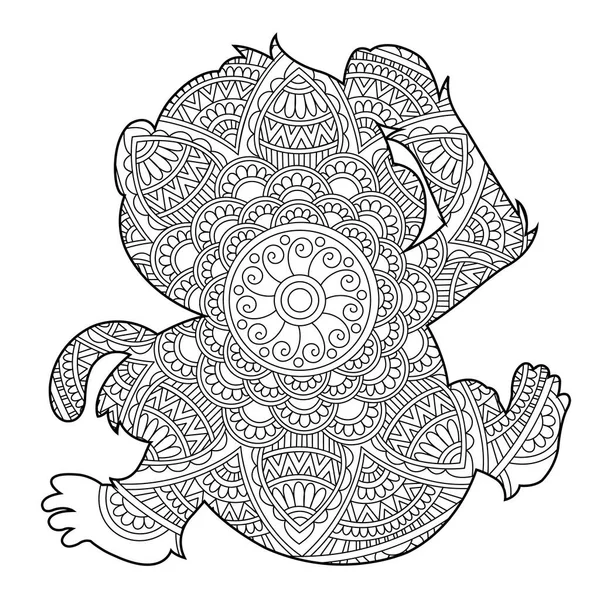 Zentangle Mono Mandala Para Colorear Página Para Colorear Animales Adultos — Vector de stock