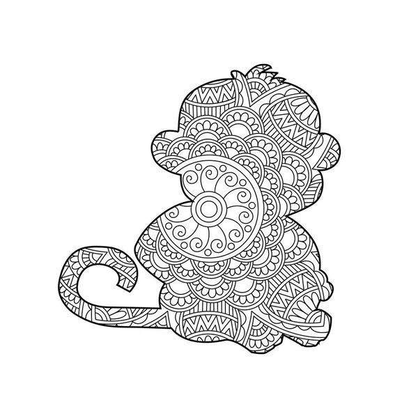 Coloriage Mandala Singe Zentangle Pour Adultes Livre Coloriage Animal Coloriage — Image vectorielle