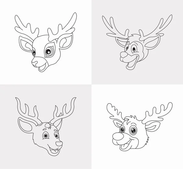 Deer Head Coloring Book Kids Antistress Hand Drawn Zentangle Deer — Stock Vector