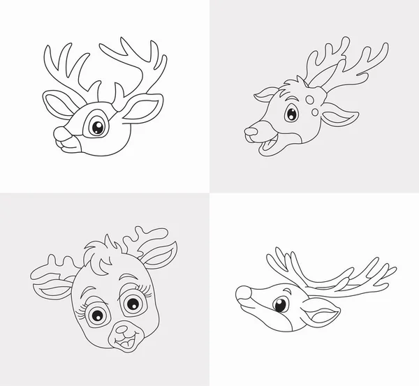 儿童抗压手绘鹿脸矢量图解鹿头着色书 — 图库矢量图片