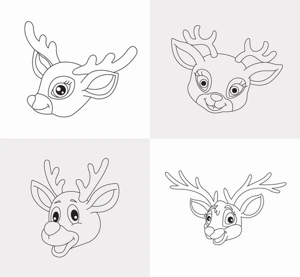 儿童抗压手绘鹿脸矢量图解鹿头着色书 — 图库矢量图片