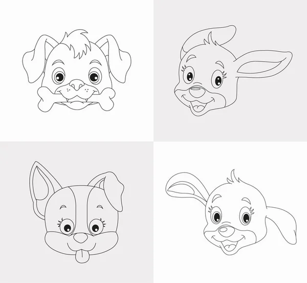 Çocuklar için köpek kafası boyama kitabı. Stres önleyici el. Zentangle köpek yüzü çizimi.