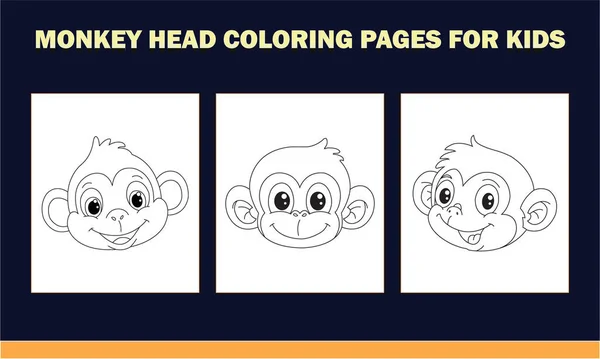 stock vector Monkey head set coloring book for kids antistress hand drawn zentangle monkey face vector illustration