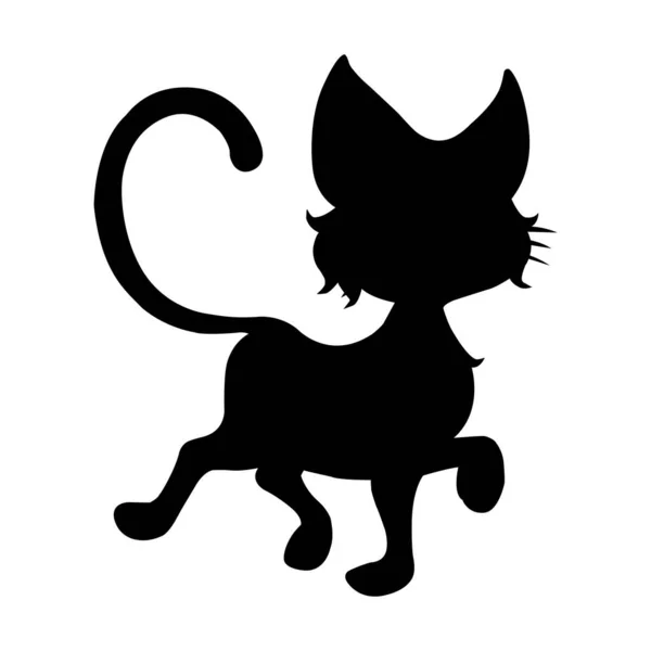 Christmas Cat Silhouette Animal Coloring Book Kids Zentangle Cat Vector — Stock Vector