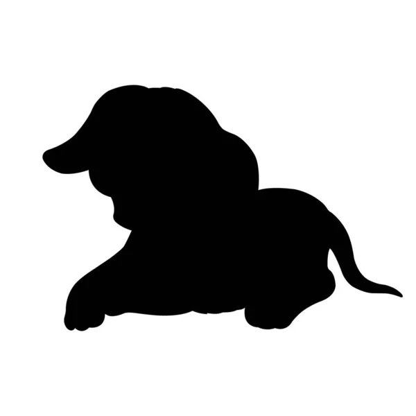 Σκύλος Silhouette Διάνυσμα Απομονώνονται Λευκό Φόντο Ζώα Σιλουέτα Χρωματισμού Παιδιά — Διανυσματικό Αρχείο