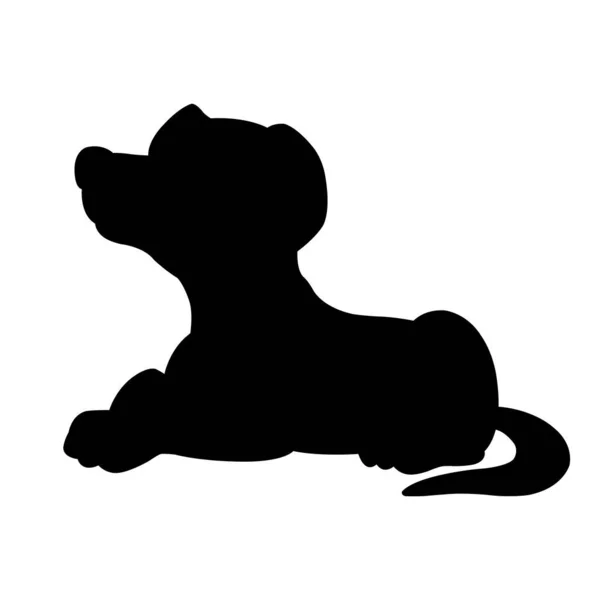 Köpek Silueti Vektörü Beyaz Arka Plandaki Hayvanların Silueti Boyama Kitabı — Stok Vektör