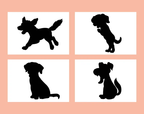 Set Dog Silhouette Vector Isolated White Background Animals Silhouette Set — Stock Vector