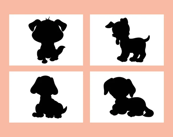Set Dog Silhouette Vector Isolated White Background Animals Silhouette Set — Stock Vector