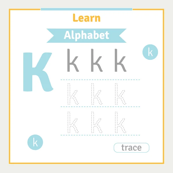 Alphabet Lettre Traçage Feuille Travail Pour Les Enfants Activité Apprentissage — Image vectorielle