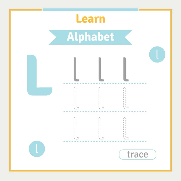 Alphabet Lettre Traçage Feuille Travail Pour Les Enfants Activité Apprentissage — Image vectorielle