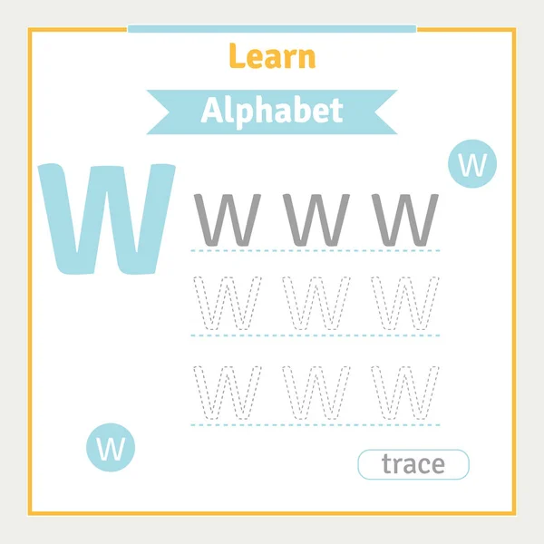 Anaokulu için okul öncesi illüstrasyon öğrenme etkinliği için alfabe harf izleme çalışma tablosu