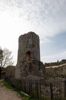Ukrayna 'daki Ortaçağ Karpatlar şatosunun kalıntıları.