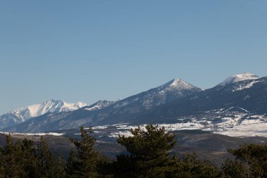 Karla kaplı ağaçlarla kaplı kış manzarası