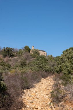 Monemvasia 'daki bir ortaçağ kalesinin kalıntıları, Yunanistan