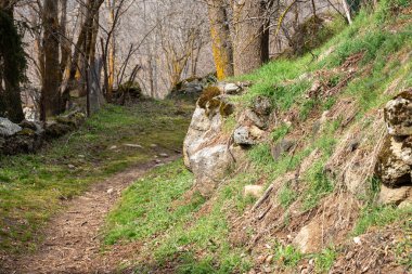 Taş duvar ve dağ yolu