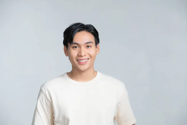 Closeup Portrait Asian Middle Age 20S Man Wearing White Shirt — Foto de Stock