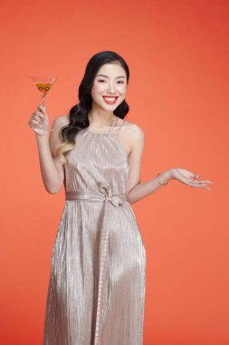 happy adorable lady with a glass of wine