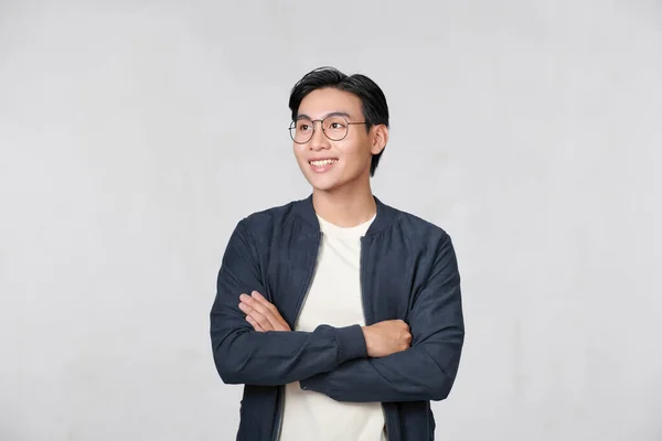Asian Young Man Standing White Background — Stock Photo, Image