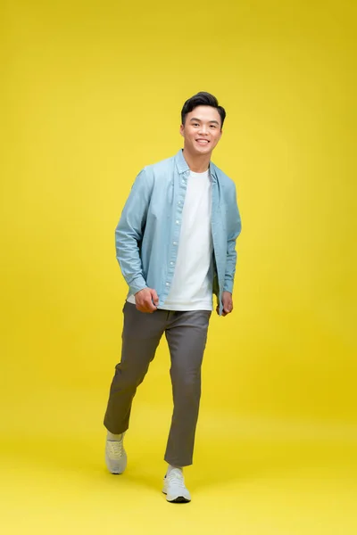 Gülümseyen Yakışıklı Asyalı Erkek Poziyonuyla — Stok fotoğraf