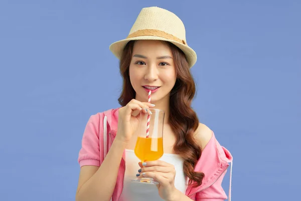 Pretty Woman Orange Juice — Stock Photo, Image