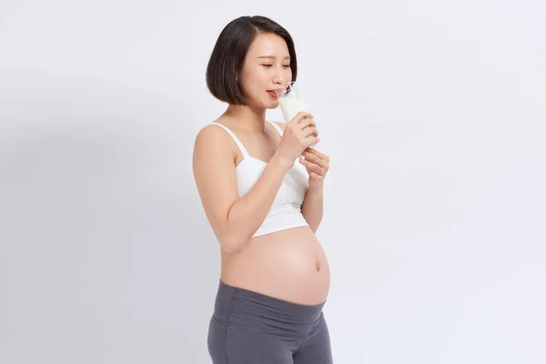 Foto Mujer Embarazada Asiática Fondo — Foto de Stock